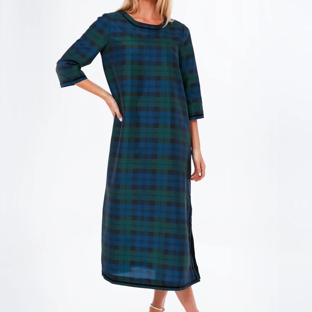 Tuckernuck Velvet trimmed Blackwatch plaid Jamie Dress SZ XL